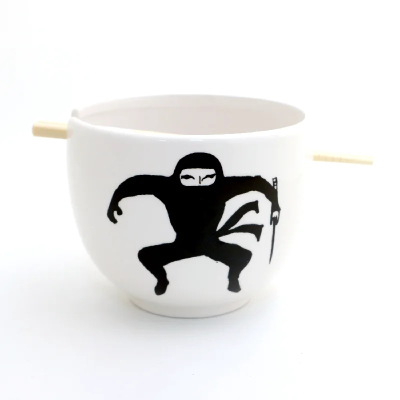 floral enamel teacup-Ninja Chopstick Bowl, ramen bowl, noodle bowl