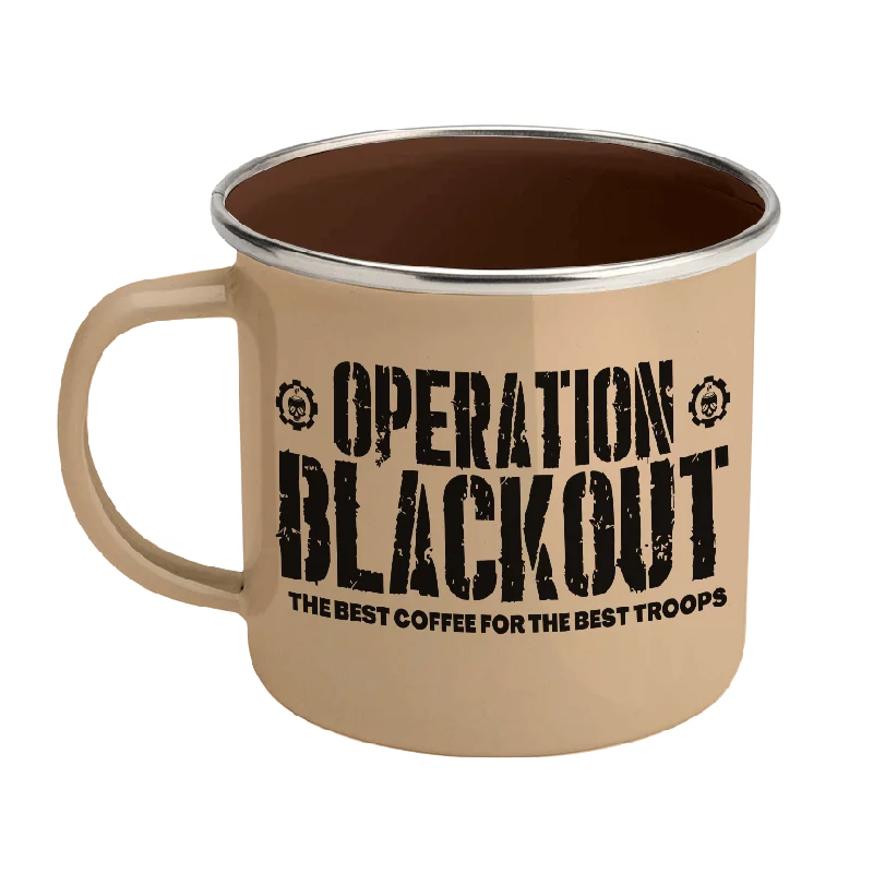 custom engraved tumbler-Operation Blackout Enamel Steel Mug 12 oz