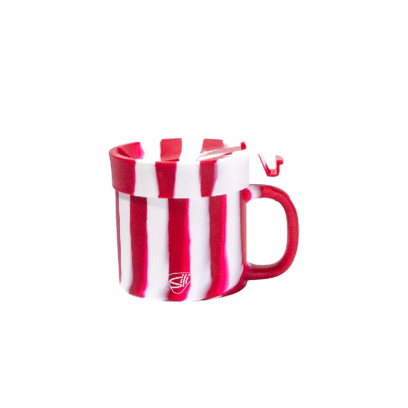 thermal insulated tumbler-Silipint Silicone 16 oz Candy Cane Collection Coffee Mug with Flip Lid