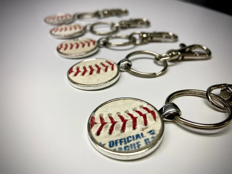 vintage tin coffee cup-Silver Baseball Seam Keychain