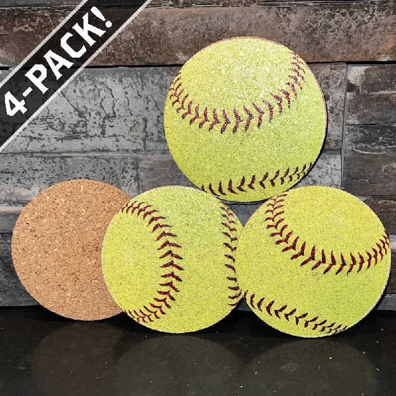 portable stainless tumbler-Softball Coasters | Dugout Mugs®