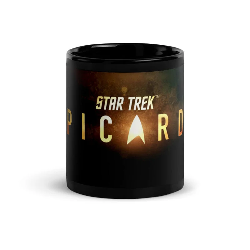 lightweight bamboo tumbler-Star Trek: Picard Gold Burst Logo Black Mug