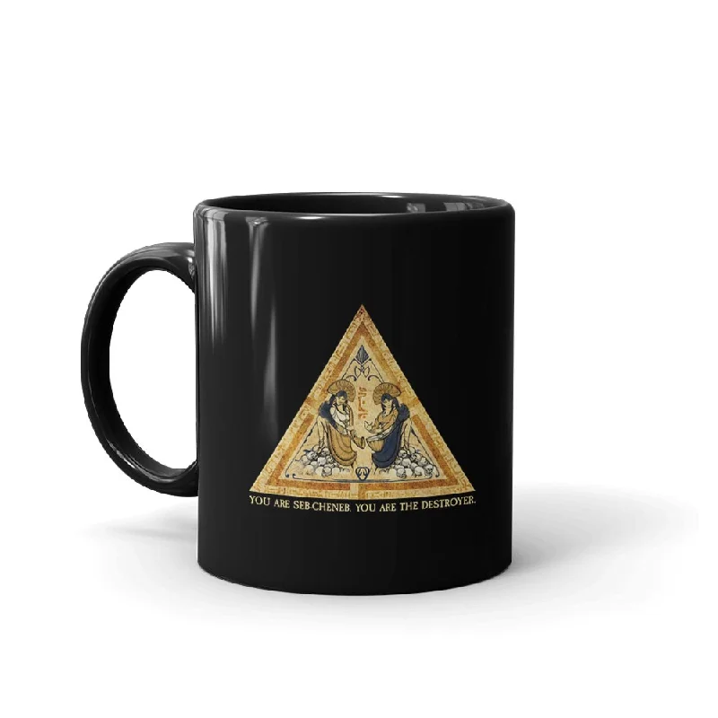 durable stoneware tumbler-Star Trek: Picard Tarot Card Quote Black Mug