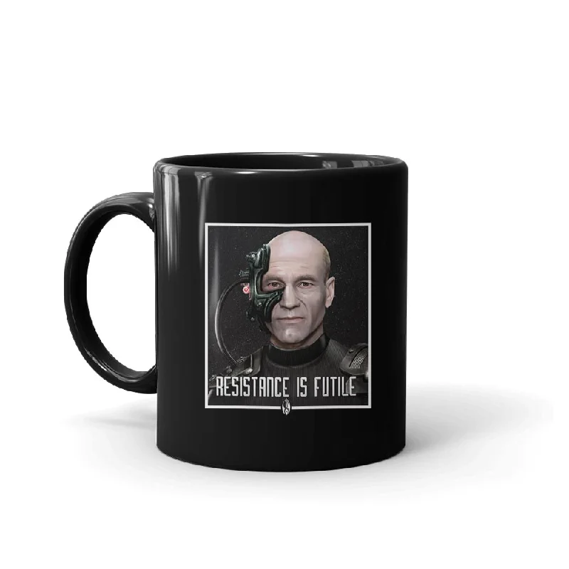 pastel stoneware mug-Star Trek: The Next Generation Picard Resistance is Futile Black Mug