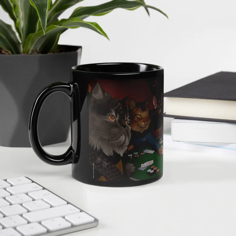 custom kids tumbler-Star Trek: The Next Generation Poker Cats 11 oz Black Mug