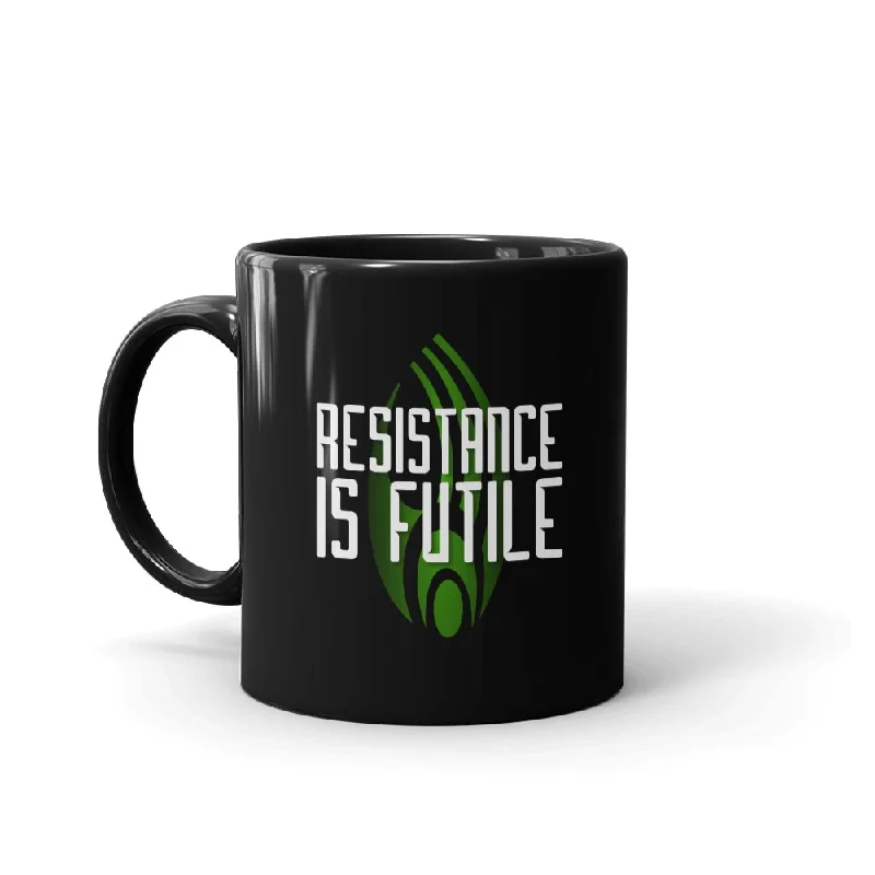 lightweight bamboo mug-Star Trek: The Next Generation Resistance is Futile Black Mug