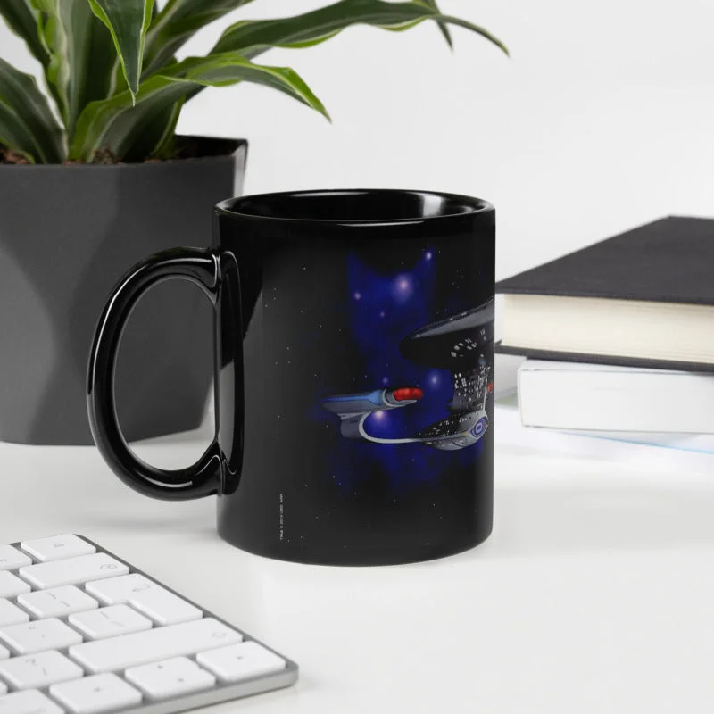 sleek acrylic tumbler-Star Trek: The Next Generation Space Cat 11 oz Black Mug