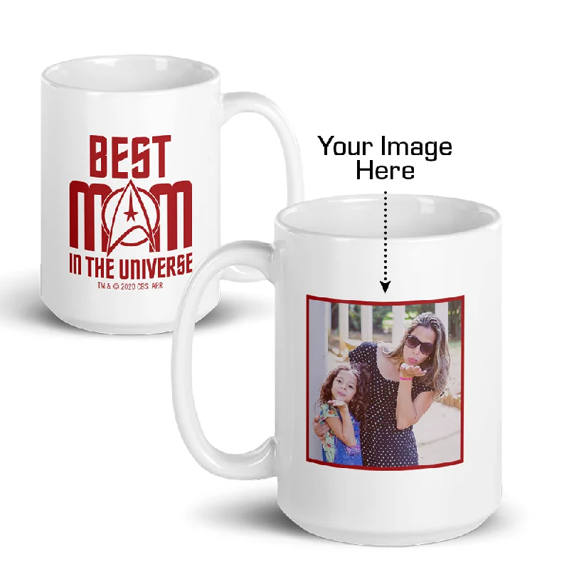 unbreakable ceramic tumbler-Star Trek: The Original Series Best Mom in the Universe Personalized Photo White Mug