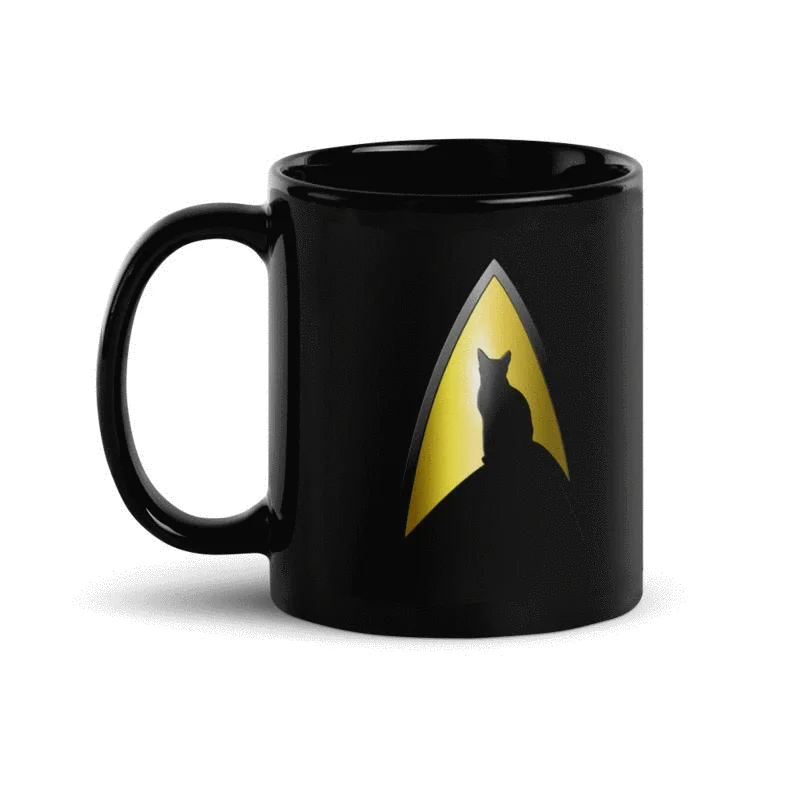 unbreakable stoneware tumbler-Star Trek: The Original Series Kitty Cat Logo Black Mug