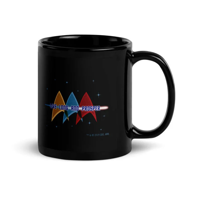 portable stainless tumbler-Star Trek: The Original Series Live Long and Prosper Deltas Black Mug