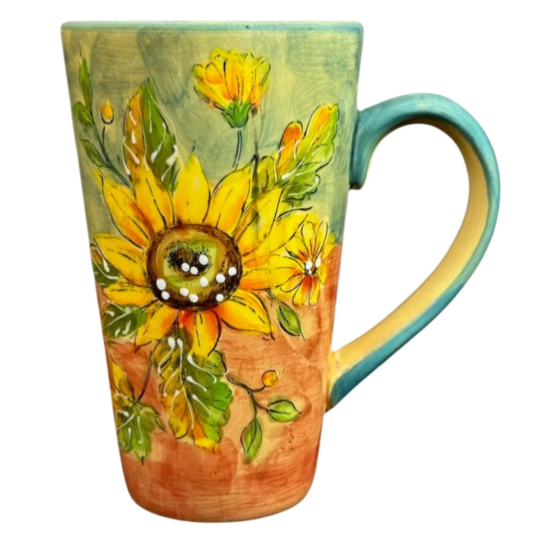 eco-friendly bamboo tumbler-Terra Sunflower Tall Mug