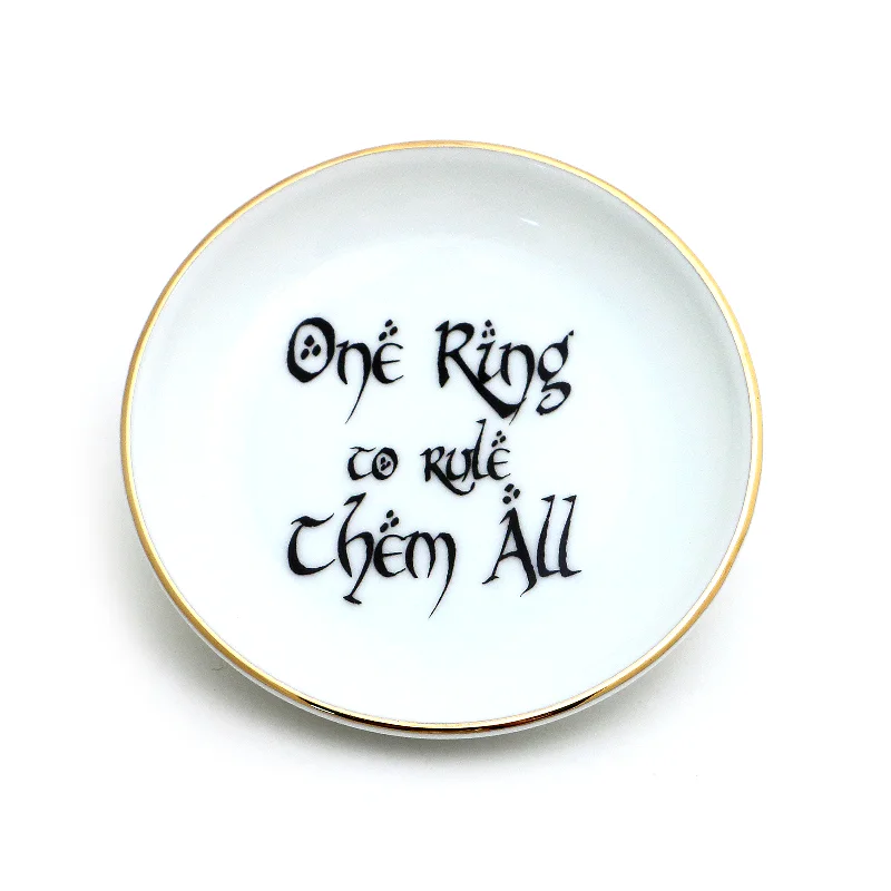 eco-friendly silicone tumbler-The Hobbit, LOTR, One ring to Rule Them All ring dish with 22K gold accent