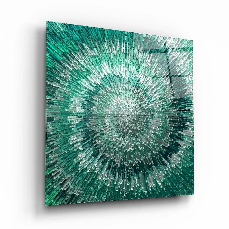 sleek acrylic flower vase-Abstract Green Glass Wall Art