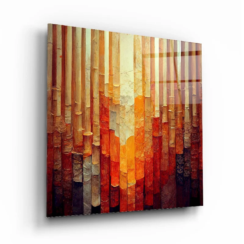 geometric glass tray-Abstract Orange Glass Wall Art