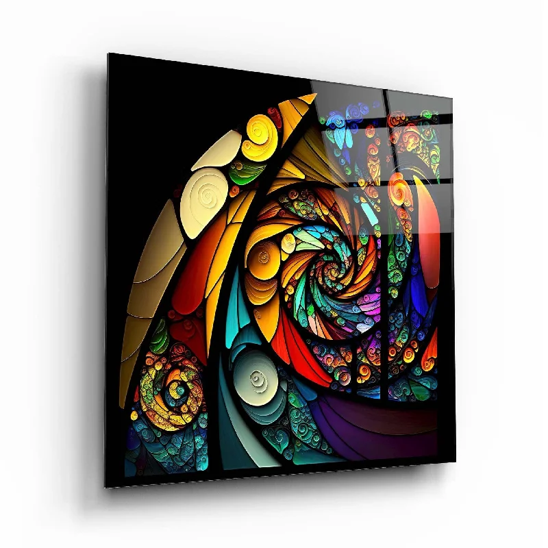 sleek stainless candle stand-Abstract Stained Glass Wall Art 3