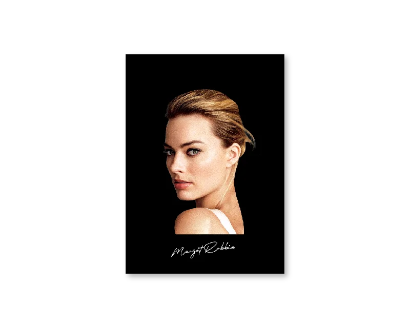 retro bronze wall shelf-Big Head Margot Robbie Black Portrait