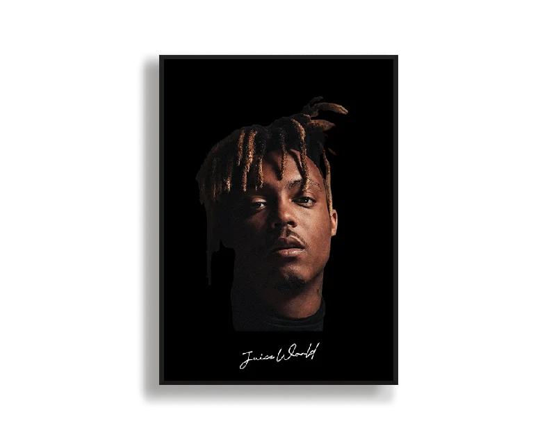 handcrafted pottery vase-Big Head Retro Juice WRLD Black Portrait