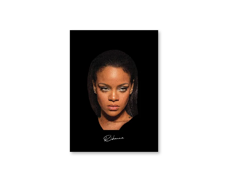 Scandinavian cotton rug-Big Head Rihanna Black Portrait