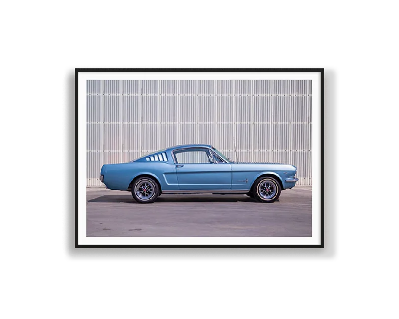 vintage tin wall art-Blue Mustang