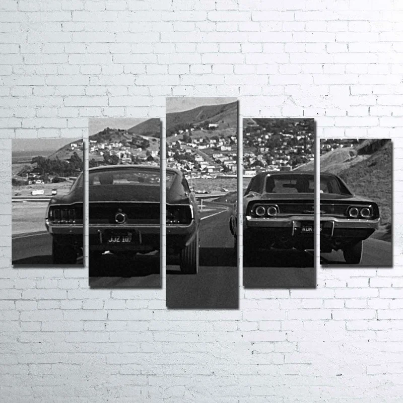 handwoven cotton rug-Car Chase Bullitt Canvas Set