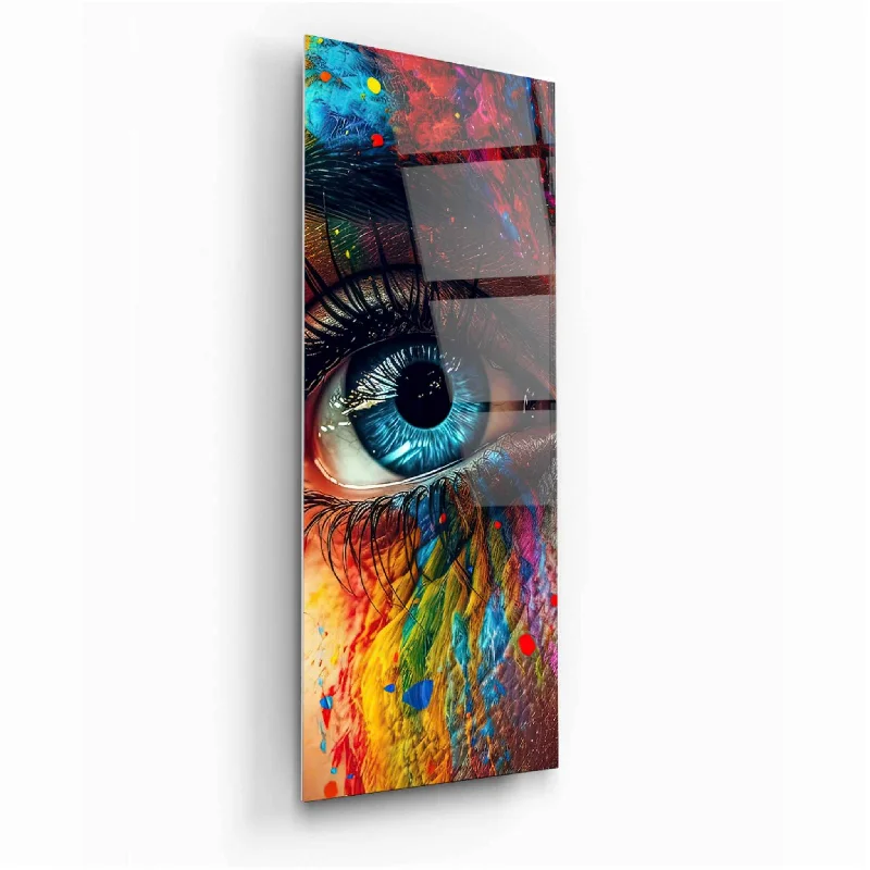 pastel glass flower vase-Colourful Eye Glass Wall Art