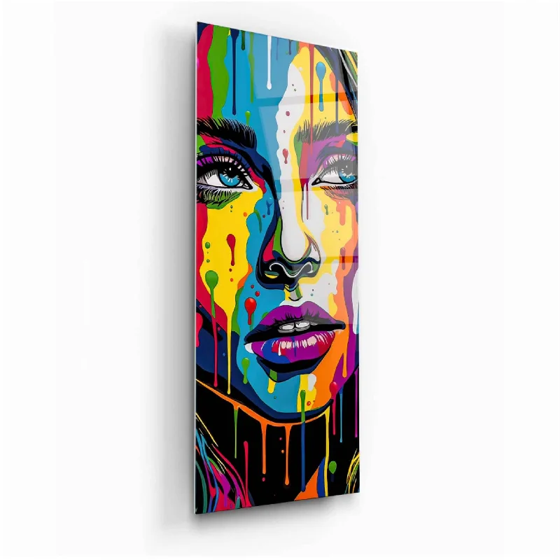 modern arched wall mirror-Colourful Face Glass Wall Art