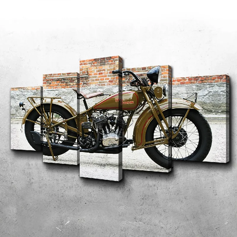 vintage enamel wall sign-1930's Harley Davidson Canvas Set