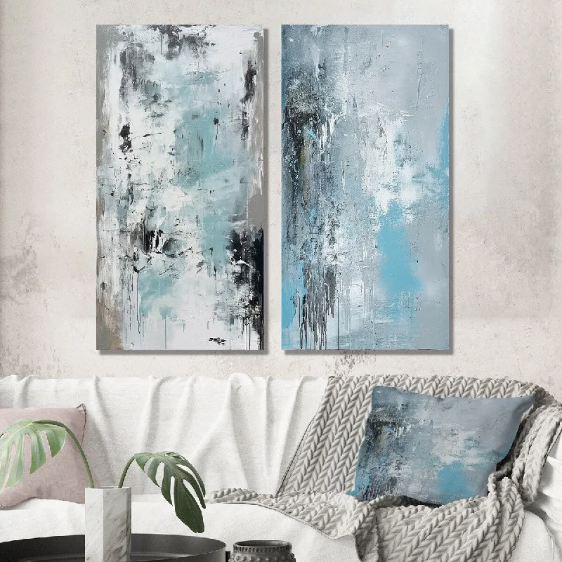 minimalist cedar tray-Designart "Serene Subtility In Abstract Light Blue IV" Abstract Wall Art Set of 2 - Modern For Living Room Decor