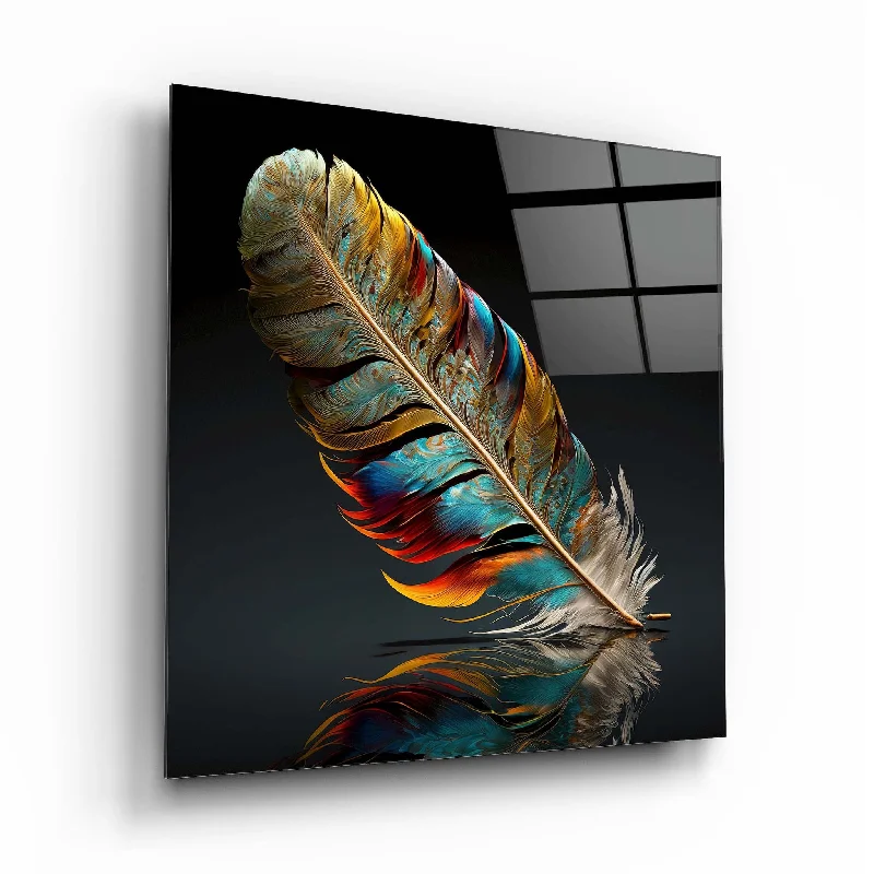 modern arched planter-Feather Glass Wall Art