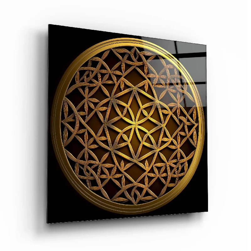 quirky bear figurine-Flower of Life Glass Wall Art