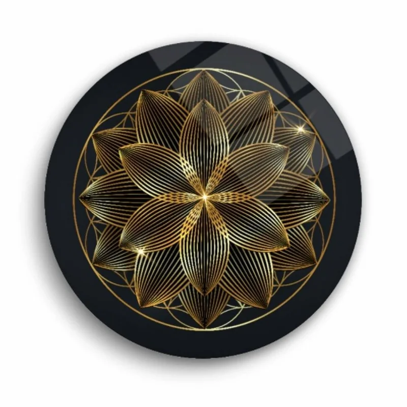 minimalist cedar tray-Flower of Life Rounded Glass Wall Art