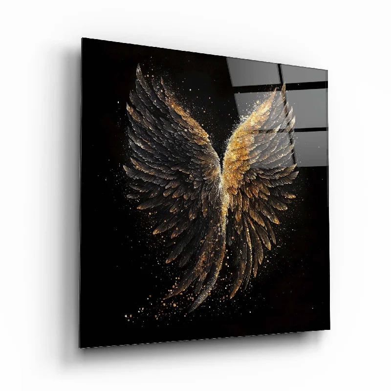 retro steel candle holder-Gold Wing Glass Wall Art 2