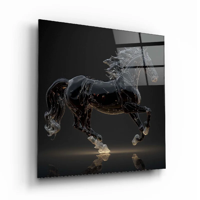 handcrafted pottery lamp-Horse Glass Wall Art