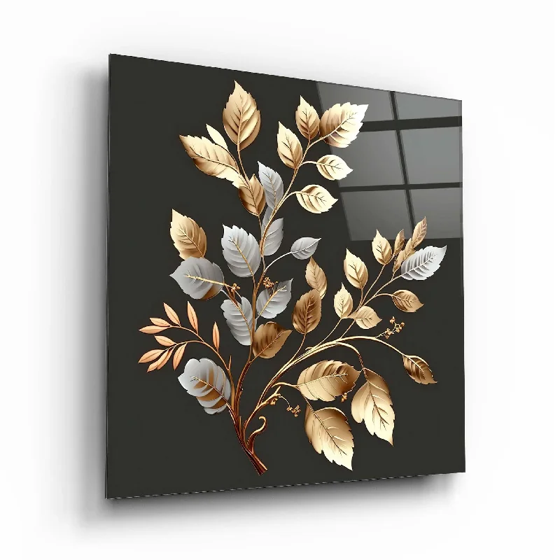 Scandinavian knit blanket-Leaf Glass Wall Art