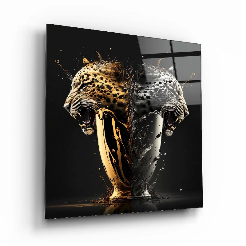 retro iron wall clock-Leopard Glass Wall Art