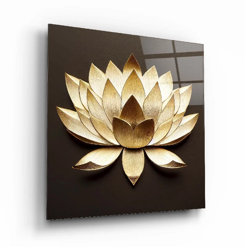 rustic pine wall shelf-Lotus Flower Glass Wall Art