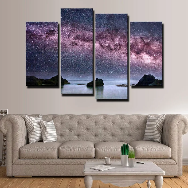 geometric brass vase-Milky Way Galaxy Canvas Set