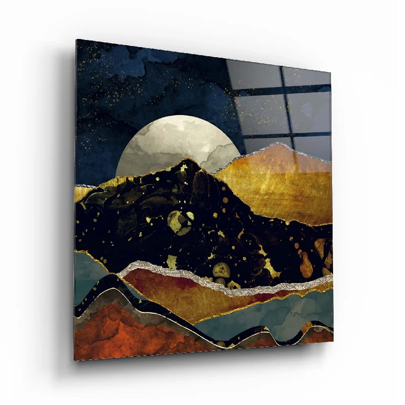 plush silk rug-Mountain Landscape Glass Wall Art