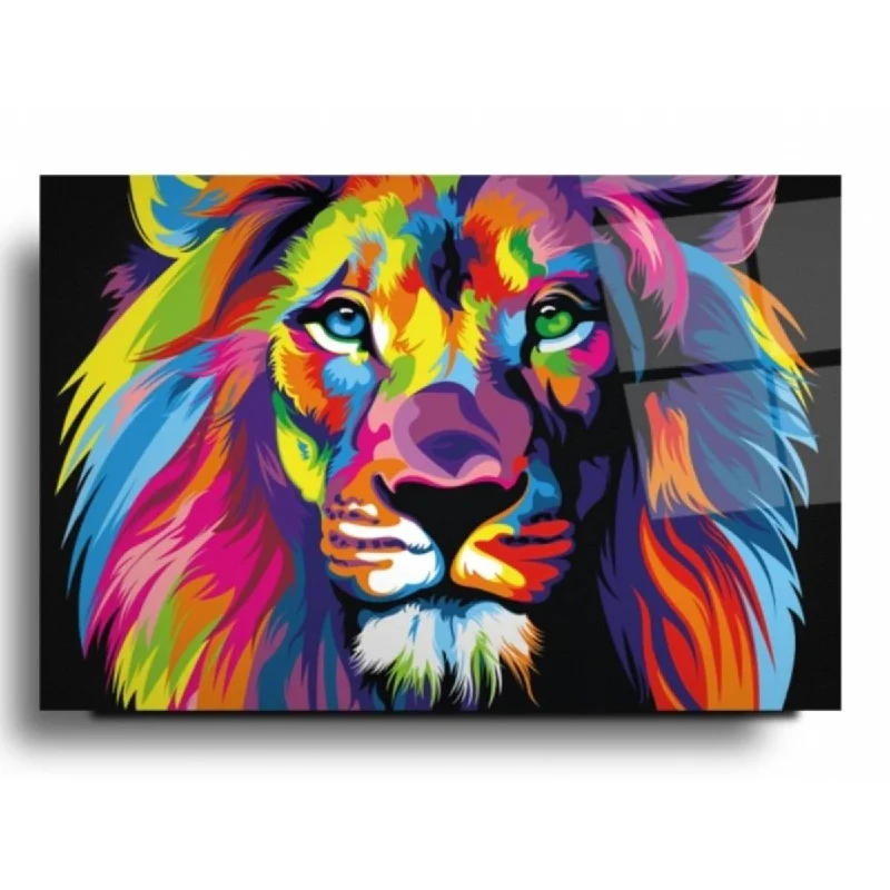 Scandinavian linen cushion-Rainbow Lion Glass Wall Art