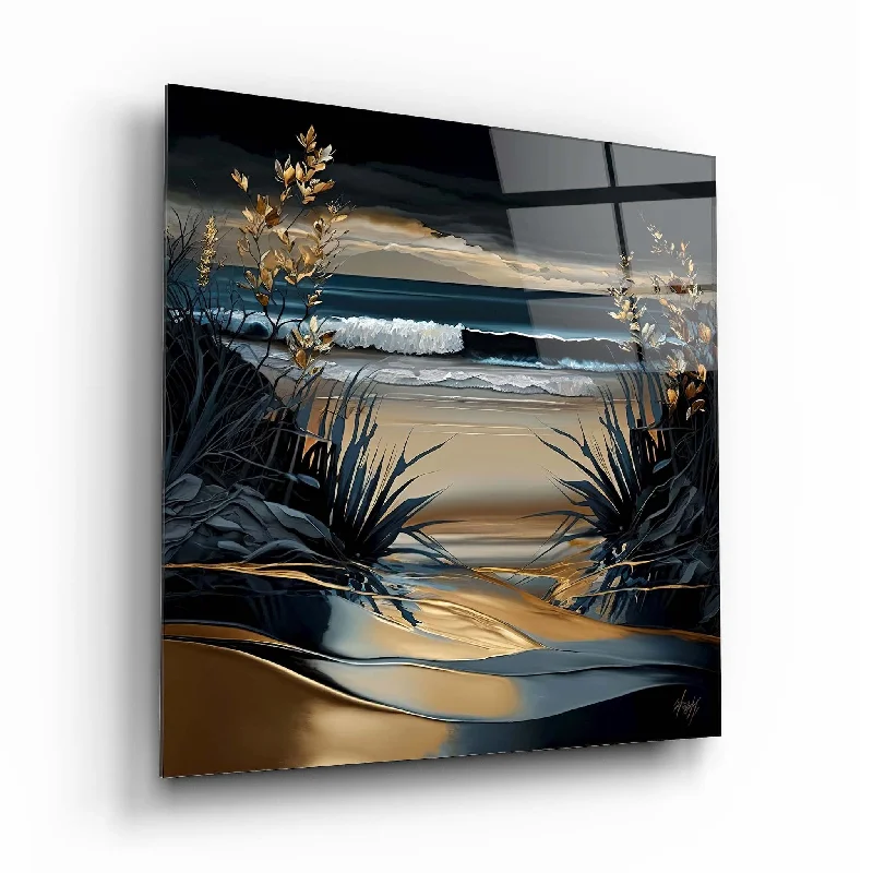 modern round wall art-Seascape Glass Wall Art 4