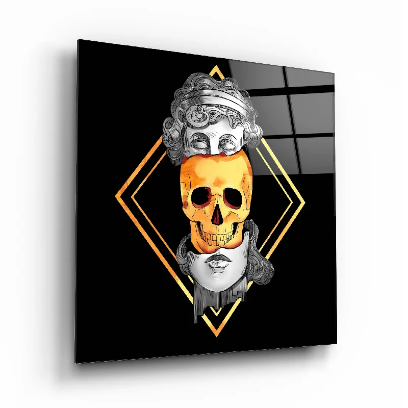 modern square mirror-Skull Glass Wall Art