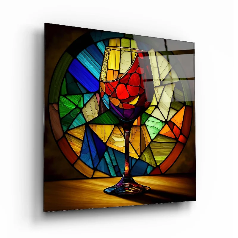 industrial concrete sculpture-Stained Glass Goblet Glass Wall Art