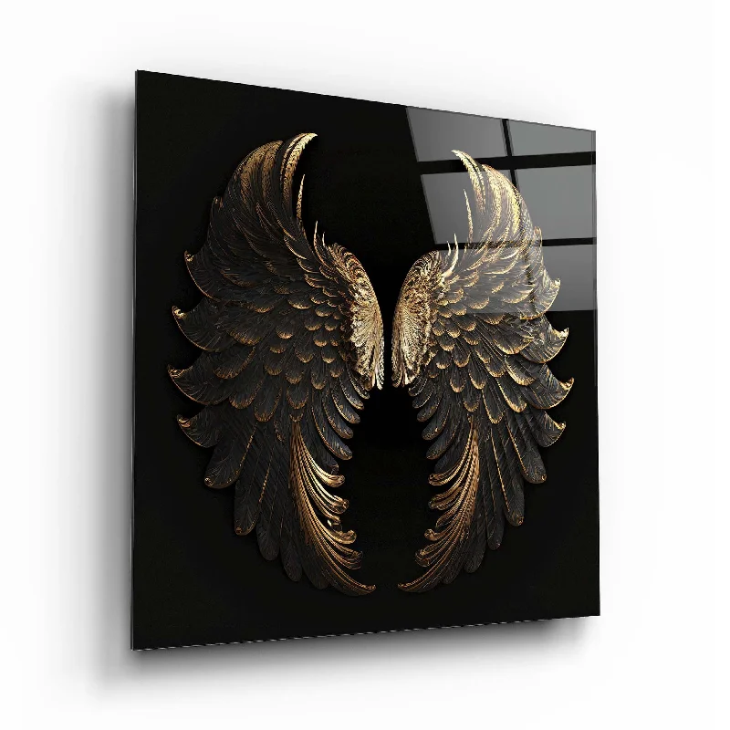 retro bronze plant stand-Wing Glass Wall Art