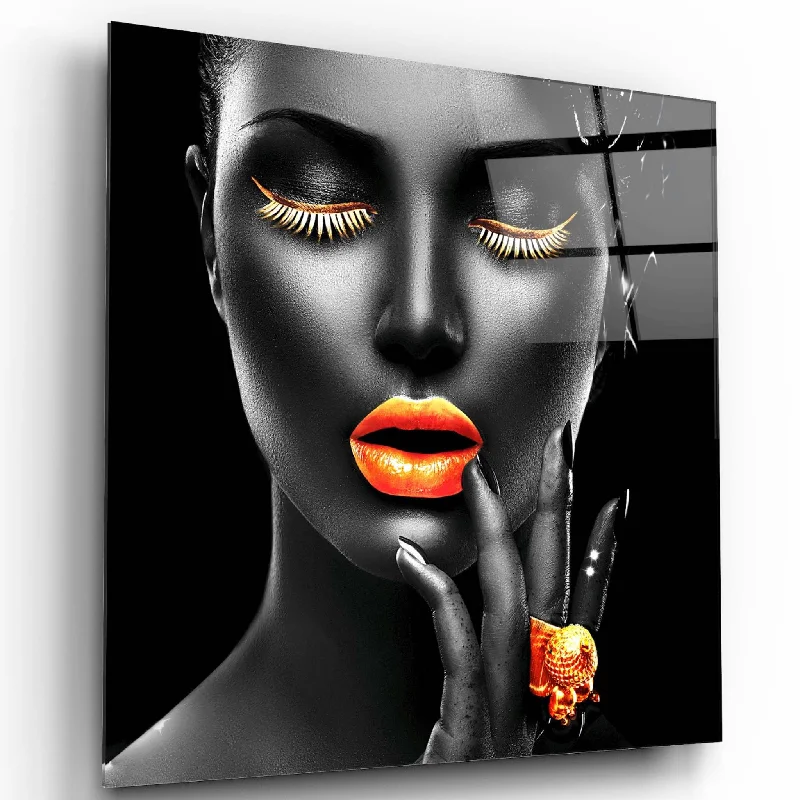 luxury marble candle stand-Woman Portrait Glass Wall Art 2