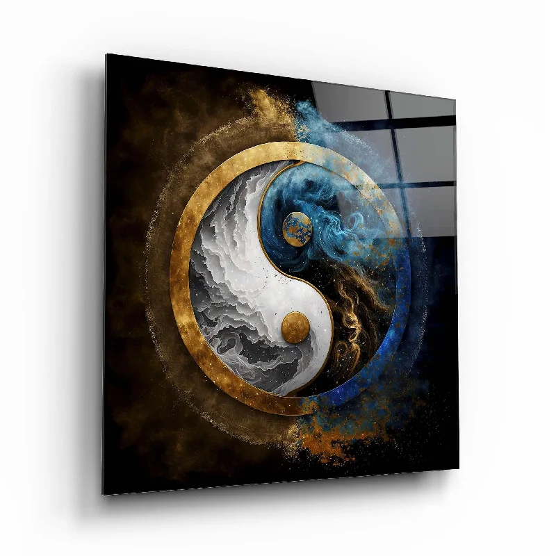 minimalist white planter-Ying Yang Glass Wall Art