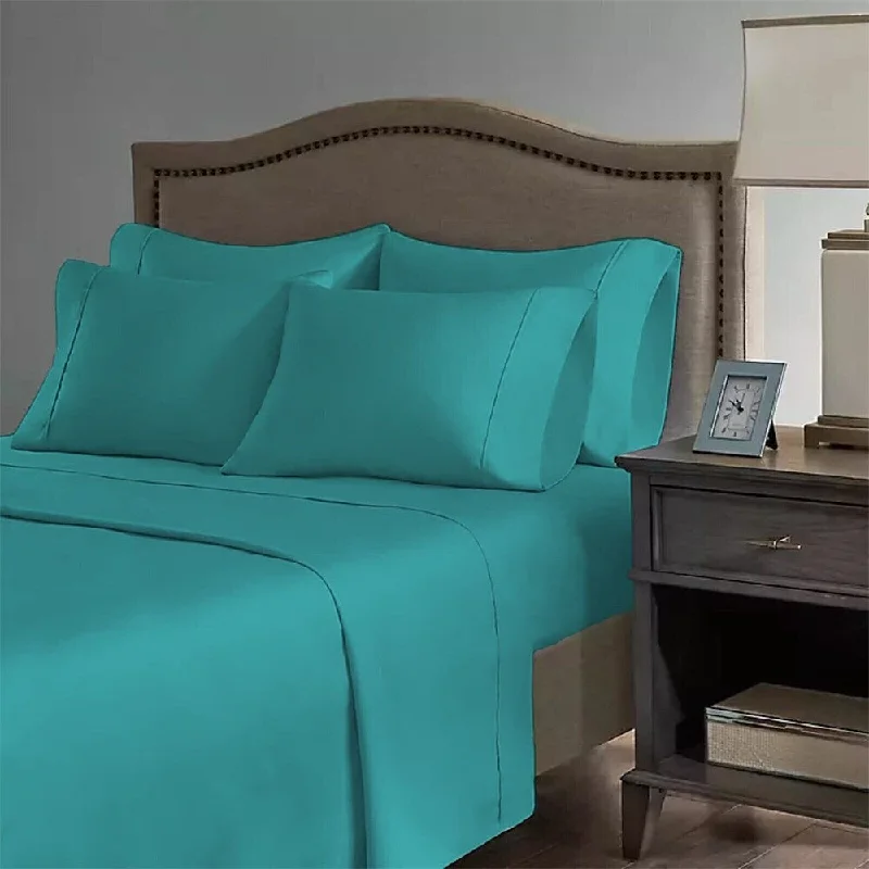 cooling microfiber bed set-2200 Count 6 Pc Premium Bamboo Deep Pocket CalKing Sheet Teal