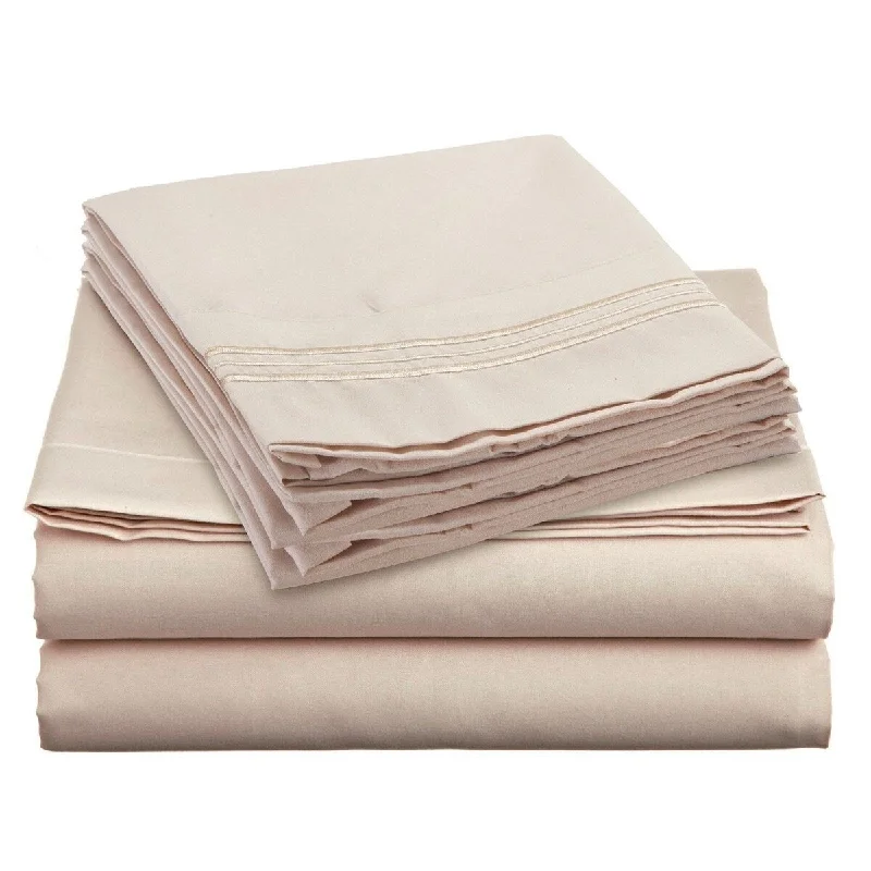 plush linen pillowcase-4 Piece 1600 Count Super Soft Sheet Set Full Cream