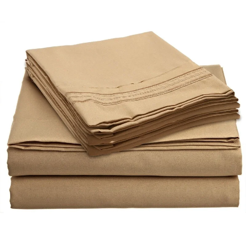 thick linen pillowcase-4 Piece 1600 Count Super Soft Sheet Set King Gold