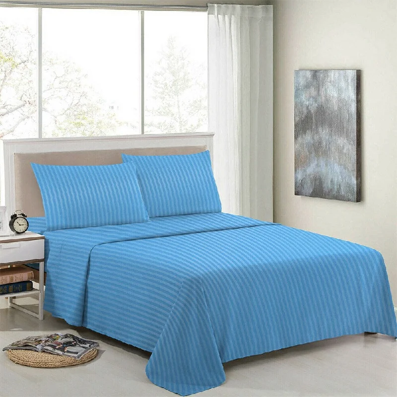 cooling cotton bed topper-4 Piece Bed Sheets 1800 Count Egyptian Comfort King Blue