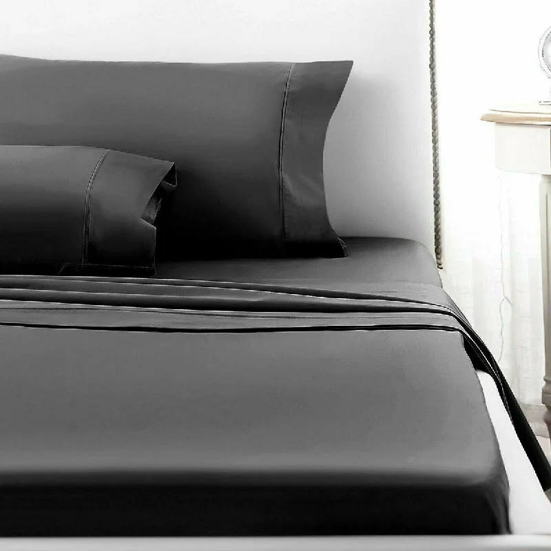 organic silk duvet-4 Piece Deep Pocket 1800 Count Luxury Sheet Set Queen Black